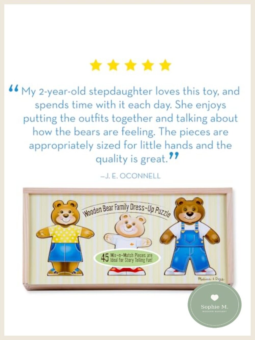 Wooden Bear Family Dress-Up Puzzle 45 Piece Mix & Match Preschool Toy - Picture 5 of 6